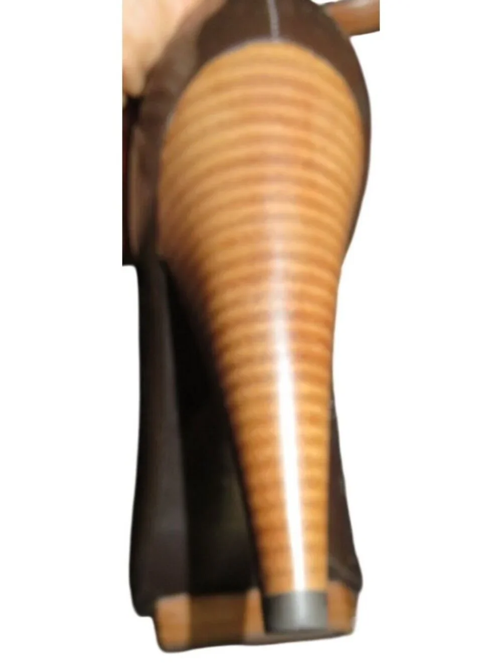Gianni Bini Midtown Hershey Brown Italian Patent Leather Pumps Wood Stacked Heel